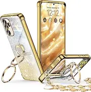 [XYZ] for Galaxy A54 5G Case with Stand, Galaxy A54 5G Case with Double Ring, Women Girls Bling Luxury Protective Phone Case Heart for Samsung Galaxy A54 5G, Gold
