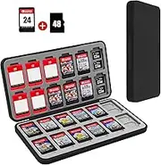 FYY Switch Game Case for Nintendo Switch with Mirco SD Cards Holder, Portable Switch Game Card Case with 24 Game Card Slots & 24 Micro SD Card Slots, Hard Shell, Soft Silicone Lining (Black)