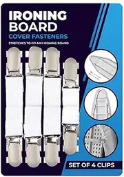 IRONING BOARD COVER FASTENERS ELASTIC BRACE STRAPS LAUNDRY HOME SET OF 4 CLIPS
