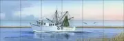 Trawler Tile Backsplash Mike Brown Coastal Art Ceramic Mural MBA002
