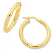 9kt Yellow Gold Silver Infused 20mm Hoop Earrings