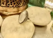 Genuine 925 Sterling Silver Large Moonstone Gemstone Ring Size 7.75