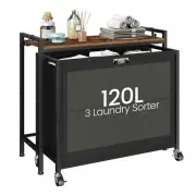 Laundry Sorter, Laundry Trolley with Storage Shelf, Mobile 2-in-1 Laundry Ham...
