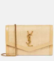 [Saint Laurent] Saint Laurent Uptown raffia wallet on chain One Size neutrals