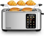4 Slice Toaster Touch Screen Control, Long Extra Wide Slots Smart silver