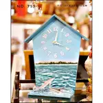 地中海洋風桌鐘 立體房屋造型海豚壁鐘 桌鐘兩用 可愛風木製動物掛鐘時鐘 靜音時鐘藝術造型鐘客廳鐘書房間促銷款