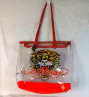 Ed Hardy Tiger Tattoo Zip Top Tote Bag Red Accents New