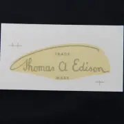 Thomas A Edison Phonograph Signature Decal For Restoration USA 2 3/8" x 7/8"