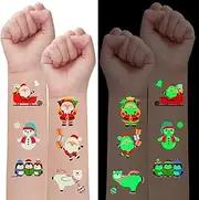 Christmas Temporary Tattoos，120 patterns Luminous Christmas Temporary Tattoos,Christmas Fake Tattoo stickers for Boys and Girls,Christmas Party Favor Holiday Decorations Supplies 10 Sheet