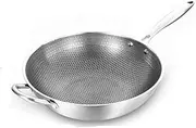 Stainless Steel WokNon-Stick Pan Frying Pan Wok, Gas and Induction Cooker Kitchen Tool (Color : with Ears, Size : 32cm)-34cm
