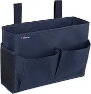 Surblue Bedside Caddy Hanging Bed Organizer Storage Bag Pocket for Bunk and Hospital Beds, College Dorm Rooms Baby Bed Rails, Camp 4 Pockets and 2 Hooks (Blue)