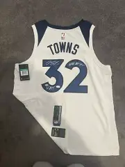 karl anthony towns Autographed Authentic Nike Swingman Dual Inscription 2 COA