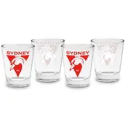 Sydney Swans AFL Team Logo 50ml Shot Glasses Bar Set of 4