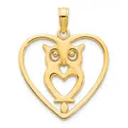 14k Yellow Gold Owl Charm