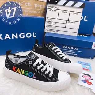 帝安諾-實體店面 KANGOL 英國袋鼠 女 彩虹 刺繡字母 餅乾鞋 帆布鞋 休閒鞋 黑色 奶茶 白色 62221602