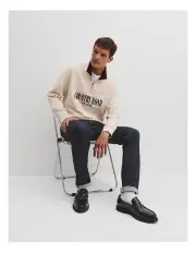 [Country Road] Verified Australian Cotton Half Zip Heritage Sweat in Ecru