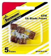 Fast Acting Mini Blade Auto Fuse, Tan, 5-Amp, 32-Volt, 5-Pk. -BP/ATM-5-RP