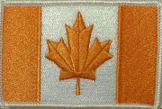 CANADA Flag Patch With Hook & Loop Fastener Orange & White White Border #4