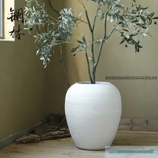 陶瓷大號花瓶客廳插花擺件現代簡約白色手工落地陶罐大花盆