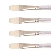 4x Jasart Interlocking Size 4 Acrylic Craft Paint Flat Brush Fine Hog Bristle