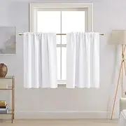 PANELSBURG White Short Bathroom Window Curtain,2 Panels Set Blackout Cafe Curtain for Kitchen Small Windows,26 Wide by 36 Inch Length