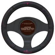 R.M. Williams Black / Pink Leather Steering Wheel Cover