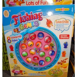 電動釣魚玩具 15隻魚 4支釣竿 魚鉤釣魚玩具