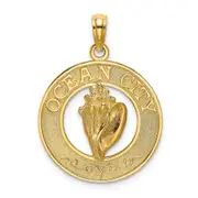 14k Yellow Gold OCEAN CITY w/ Conch Shell Charm