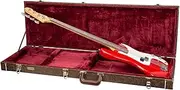Crossrock Wooden Bass Guitar Case for Fender Precision & Jazz | Blossom Brown Faux Leather, Security Lock, Metal Feet, Storage Space – Designer Series