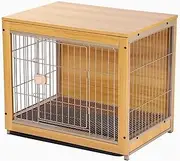 Portable Squire Metal Wooden Style Crate Pet Dog Kennel Dog Cat Wooden Cage Furniture for Puppy(Yellow,S)