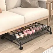 Under Bed Shoes Storage Organizer Metal Rolling Wheel Container Drawer Mesh Hole