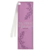 Purple Faux Leather Scripture Bookmark w/Ribbon: Be Still & Know - Psalm 46:10