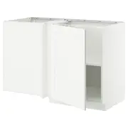 METOD corner base cabinet with shelf, white Enköping/white wood effect, 128x68x80 cm