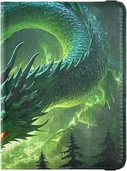 [Amooorous] Green Flame Dragon Leather decorative waterproof passport holder Travel Documents Organizer Protector Passport Case Travel Documents Wallet Waterproof, Green flame dragon, 1 size