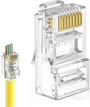 200-Pack Cat5e RJ45 Connectors Pass Through, Cat5e Connector RJ45 Pass Through Connector, Cat5 Connectors Easy to Crimp, Male Ethernet Modular Plug