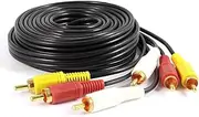 Ruilogod 5M Long 3 RCA Male to Male Audio Video Composite AV Cable Wire Cord