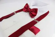 Mens Dark Red 100Cm Suspenders & Matching Bow Tie & Pocket Square Set