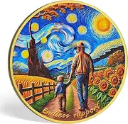 Sunflowers and Stars Father Challenge Coin for Fathers Day Gifts, Dad Coin of Father's Day or Birthday Gifts, Hold Hands Father Coin Gifts with Coin Capsule - Father's Love