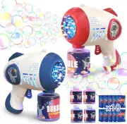 2 Bubble Guns Machine for Toddlersm8 Hole Light Up Bubble Maker with 4 Refill