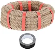 sourcing map Jute Rope 0.5 Inch x 10ft, Heavy Natural Thick Twisted Rope with Black Tape for Crafts Railing Docks Tug of War Swing Nautical Landscaping