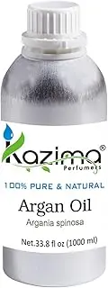 KAZIMA Argan Moroccan Cold Pressed Carrier Oil- 100% Pure Natural & Undiluted Used For Face, Skin, Body Massage, Nails, Hair Growth, Beard Growth, Moisturizer, 1000 ml