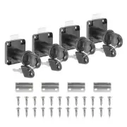 Cylinder Cabinet Cam Lock 1-1/4", 4Pcs Keys Alike Alloy Tool Box Lock,Black
