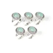 Wholesale 5pc 925 Solid Sterling Silver Aqua Chalcedony Ring Lot j596