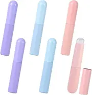 6 Pcs Silicone Lip Brushes, Portable Round Head Lip Brush Applicator with Cap and Chrome Applicator for Nails, Multipurpose Silicone Makeup Brush for Lipstick, Concealer, Nail Polish (3 Colors)