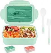 Ziidoog Lunch Box for Adults Kids, 1100ML Lunchbox Container Bento Boxes with Built-in Utensil Set, Leakproof, Dishwasher Safe Micro-Wave Safe（Mint Green）