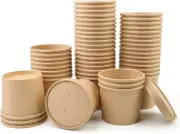 12 oz 50 Pack Paper Soup Containers, Disposable Paper Food Cups, Paper Soup Stor