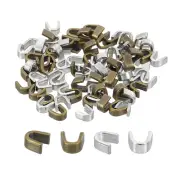 80Pcs Zipper Slider Retainers #5 U Shape Top Stoppers Replacing Silver & Bronze