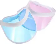 [BESPORTBLE] 2pcs Womens Hat UV Hat Summer Hats for Women Workout Hats for Women Outdoor Hat with Lanyard Messenger Cap Women Sun Visor Hat for Women Transparent Sun Hats Plastic