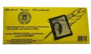 United States Presidents Chronological List on Antiqued Parchment Paper