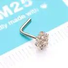 14 Karat Gold Brilliant Sparkle Flower L-Shaped Nose Ring
